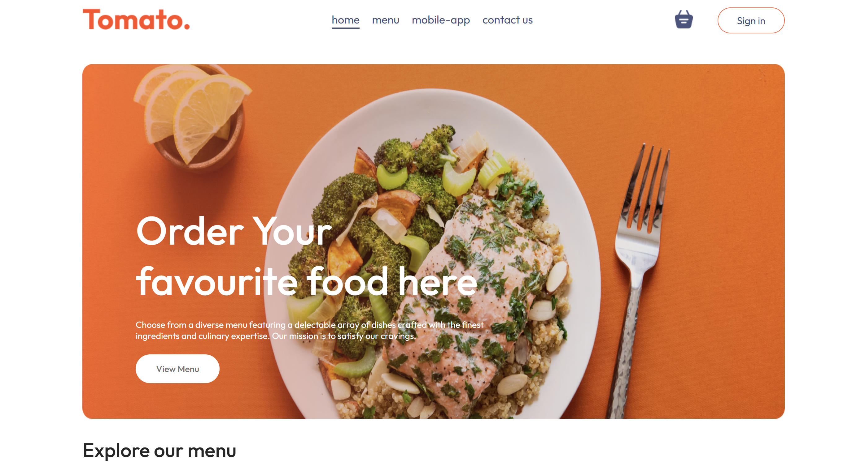 tomato. - Food Ordering App.